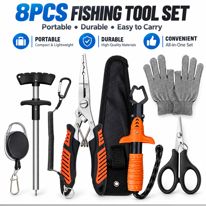 Fishing Hook Sharpener - プロ仕様の多機能フィッシングプライヤーセット。魚の口を挟むためのグリップ、フック外し、釣り糸カッター、釣り用ハサミが付属。釣り愛好家向け。
