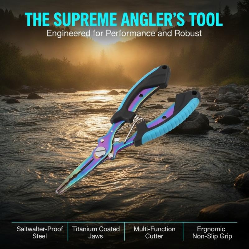 Fishing Hook Sharpener - 1個入り 多機能釣り用プライヤー、ステンレス製、チタンカラー、鷲のくちばし型、魚の把持用、フックの取り付け・取り外し用。